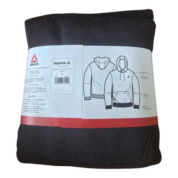 Reebok SML Delta Logo Black Men's Large Pullover Hoodie - Picture 2 of 2